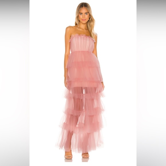 Revolve Lovers and Friends Pink Tulle Bobbit Gown NWT - Picture 3 of 6